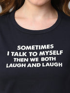 Women's Navy Cotton Regular Fit Tshirt