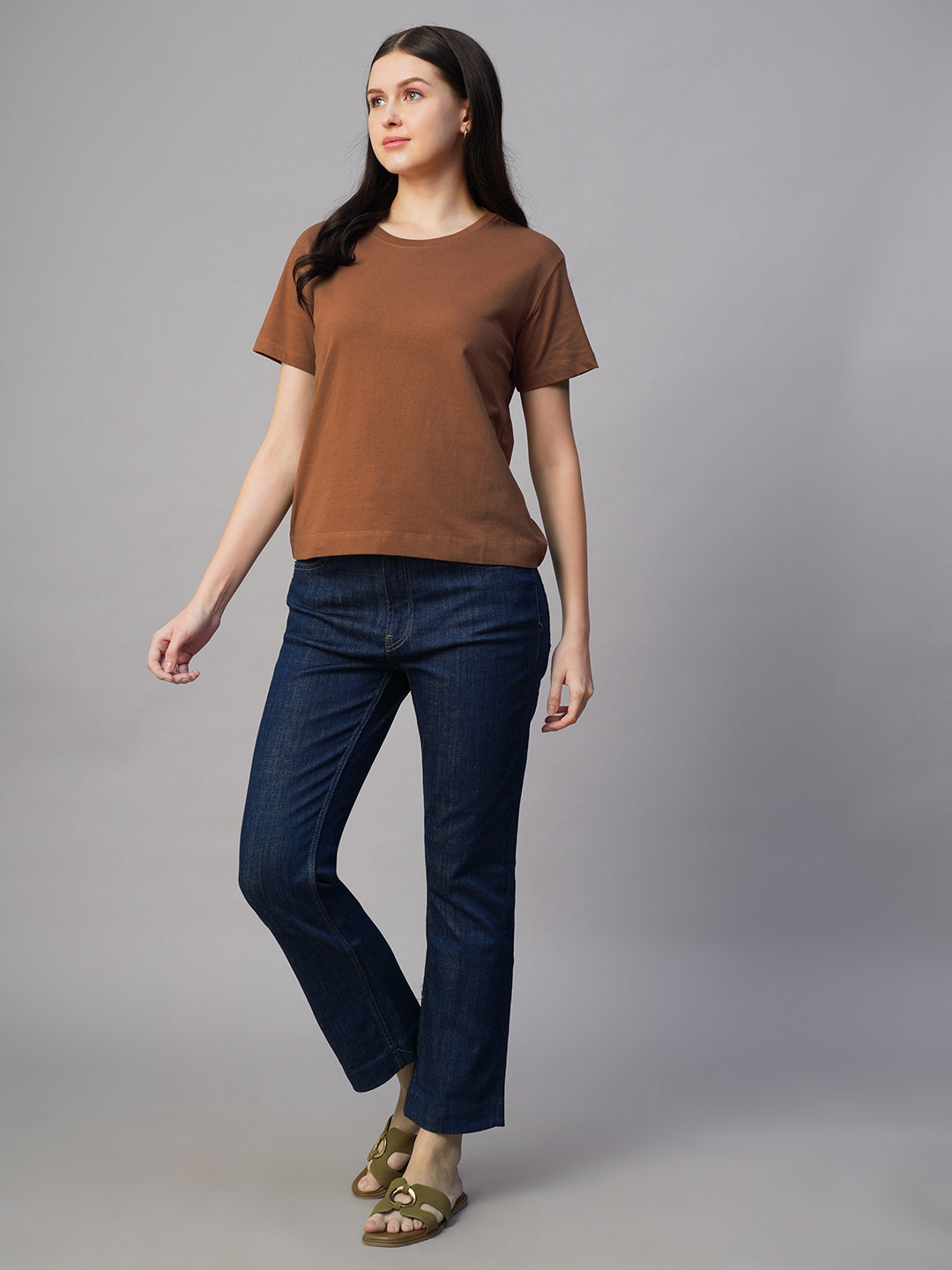 Women's Rust 100% Cotton Regular Fit Tshirt