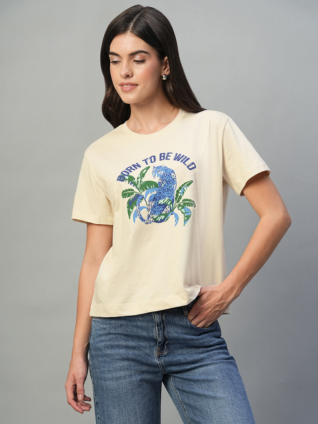 Women's Natural 100% Cotton Regular Fit Tshirt