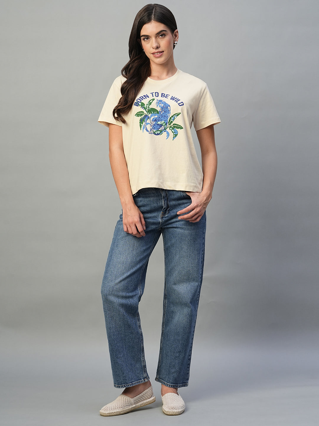 Women's Natural 100% Cotton Regular Fit Tshirt