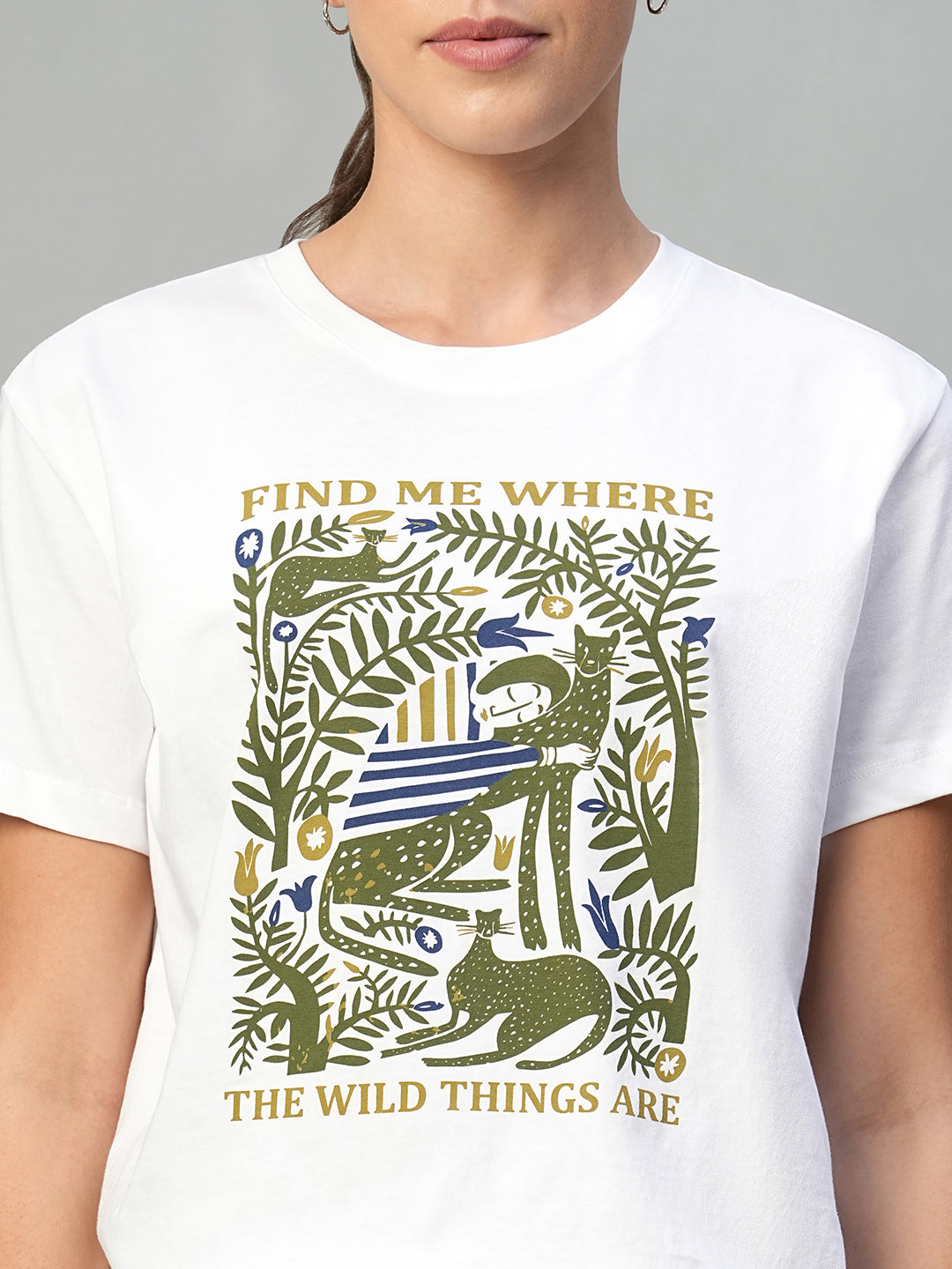Women's White 100% Cotton Regular Fit Tshirt