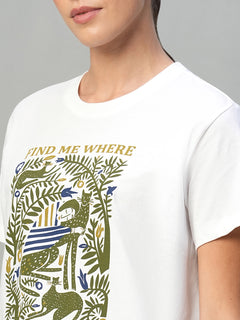 Women's White 100% Cotton Regular Fit Tshirt