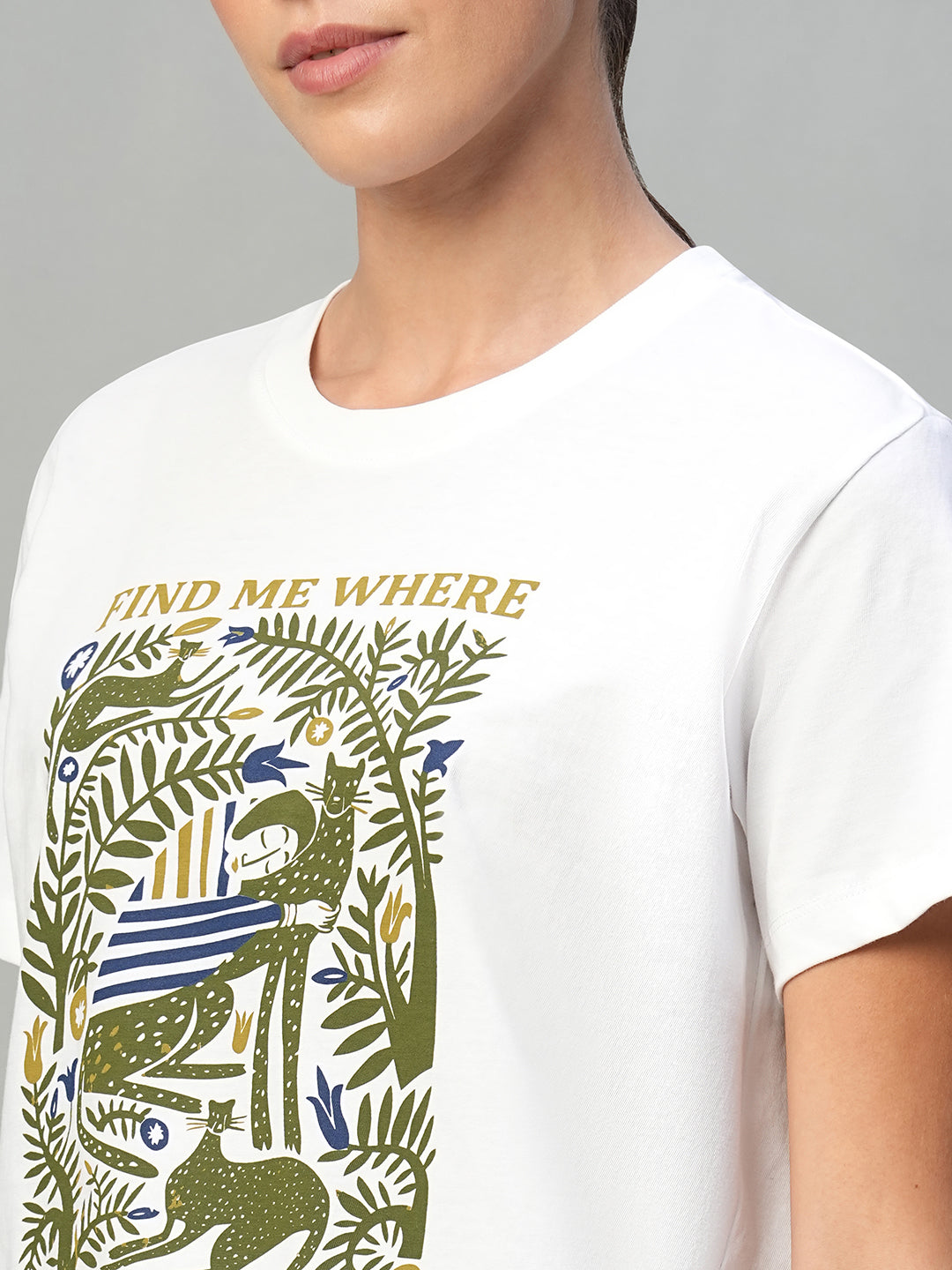 Women's White 100% Cotton Regular Fit Tshirt