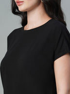 Women's Black Cotton Bamboo Elastane Regular Fit Tshirt