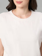 Women's White Cotton Bamboo Elastane Regular Fit Tshirt