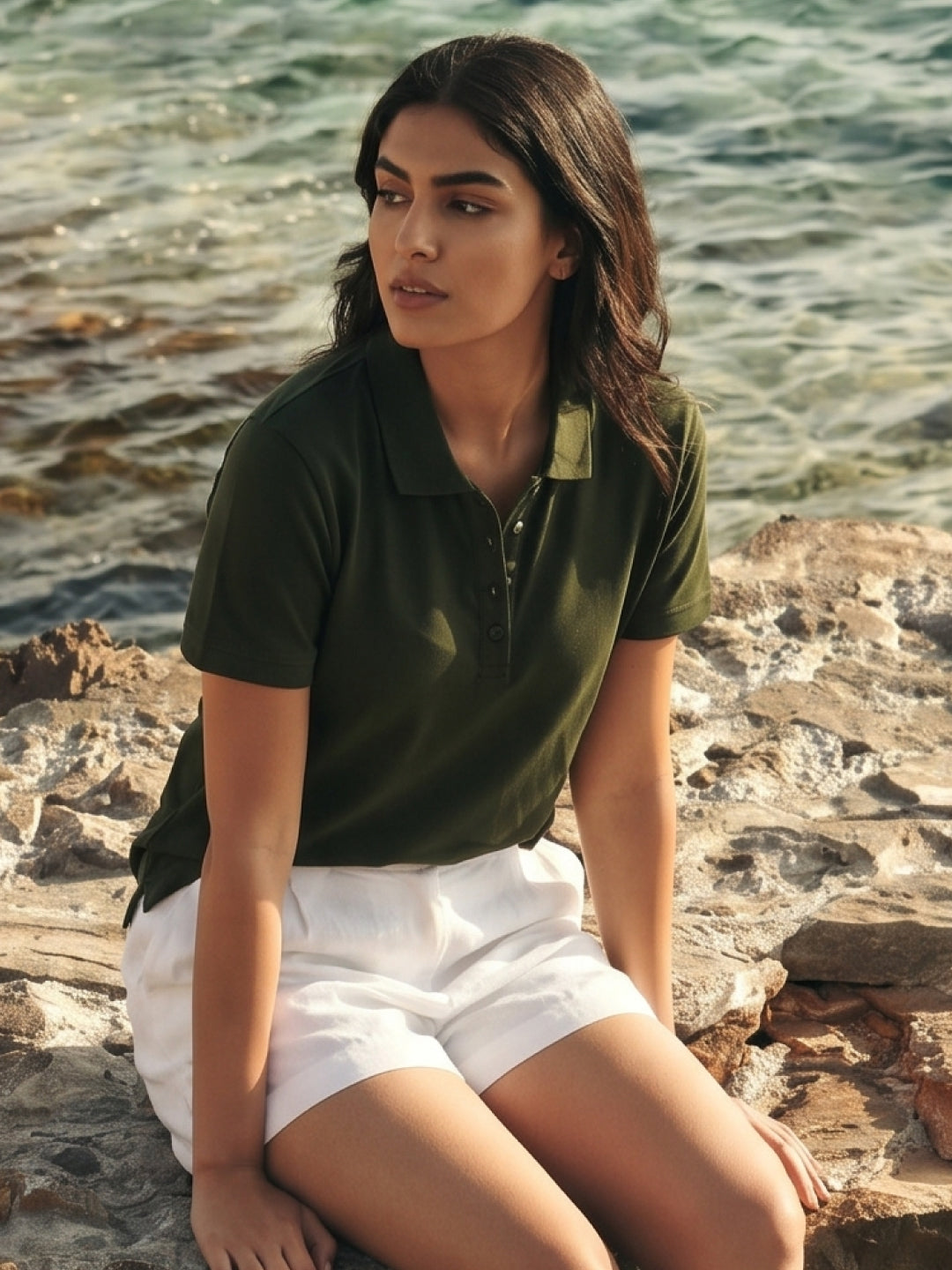 Women's Olive 100% Organic Cotton Regular Fit Tshirt