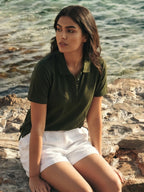 Women's Olive 100% Organic Cotton Regular Fit Tshirt