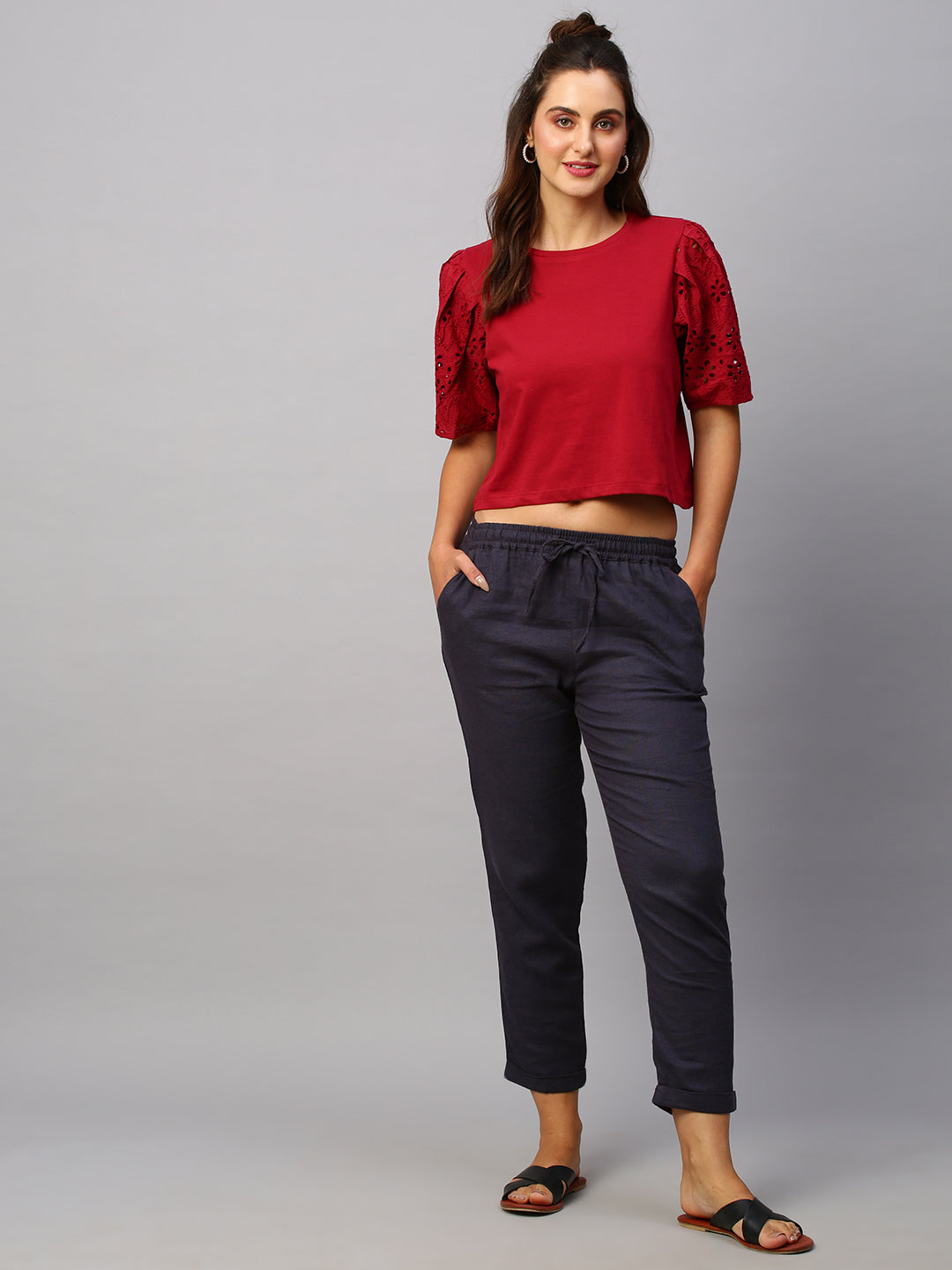 Women's Cotton Dark Red Regular Fit Tshirt