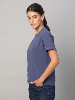 Women's Lavender Cotton Bamboo Elastane Regular Fit Tshirt