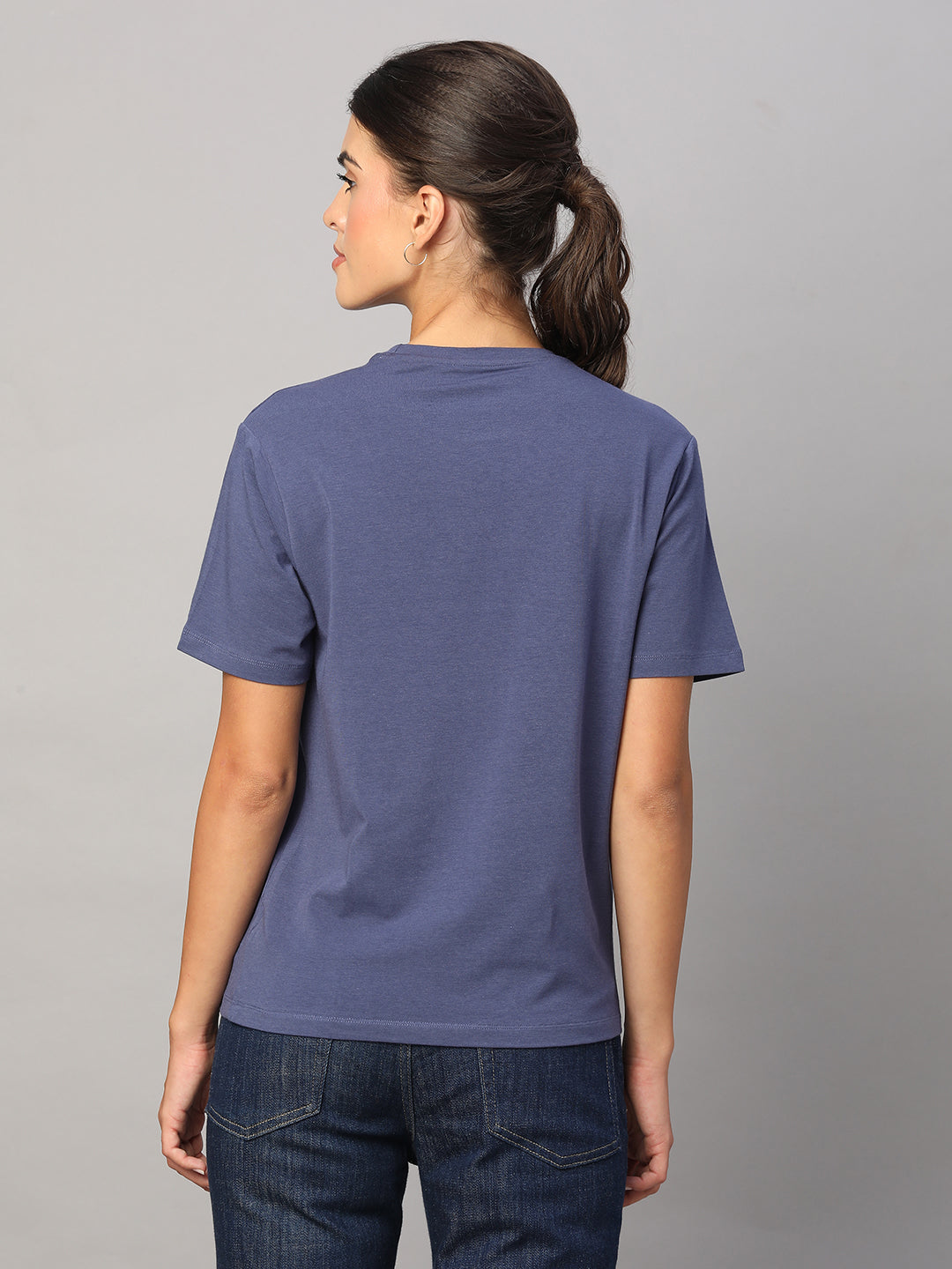 Women's Lavender Cotton Bamboo Elastane Regular Fit Tshirt