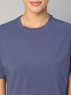 Women's Lavender Cotton Bamboo Elastane Regular Fit Tshirt