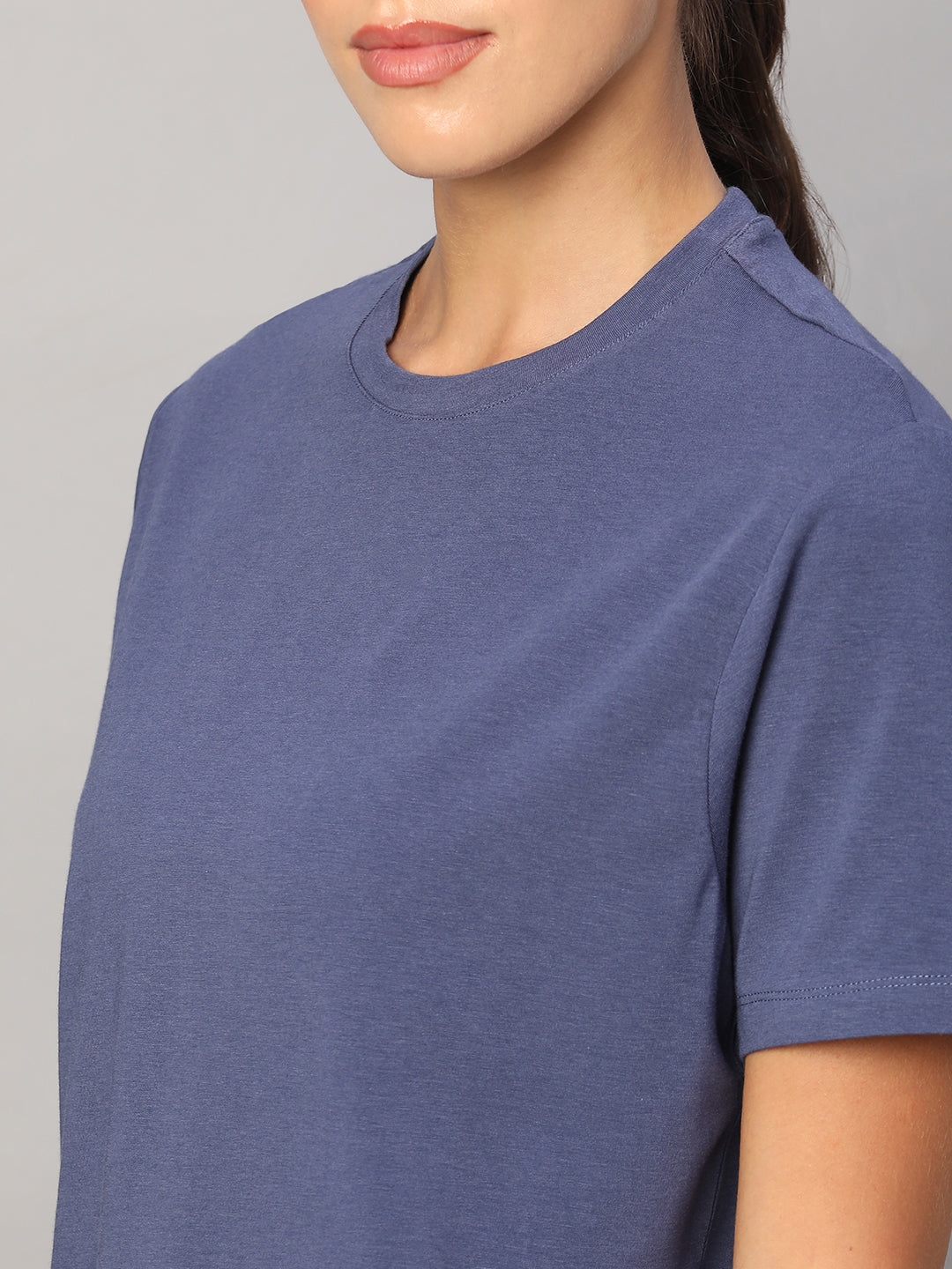 Women's Lavender Cotton Bamboo Elastane Regular Fit Tshirt