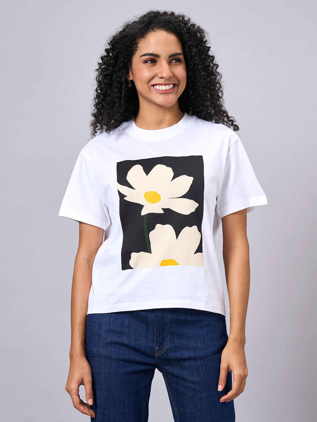 Women's White 100% Organic Cotton Regular Fit Tshirt