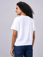 Women's White 100% Organic Cotton Regular Fit Tshirt