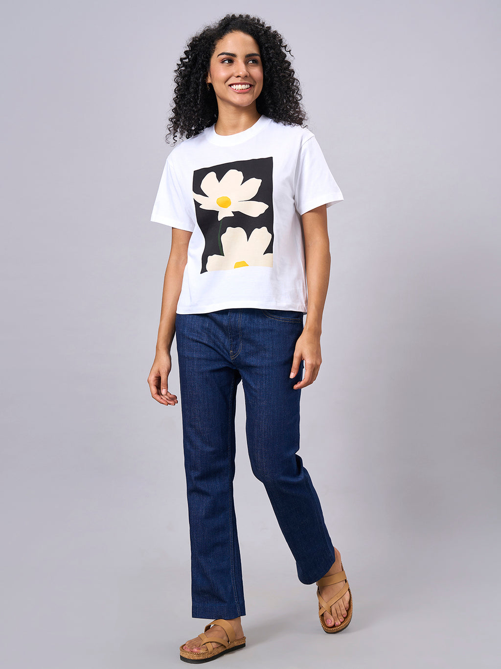 Women's White 100% Organic Cotton Regular Fit Tshirt