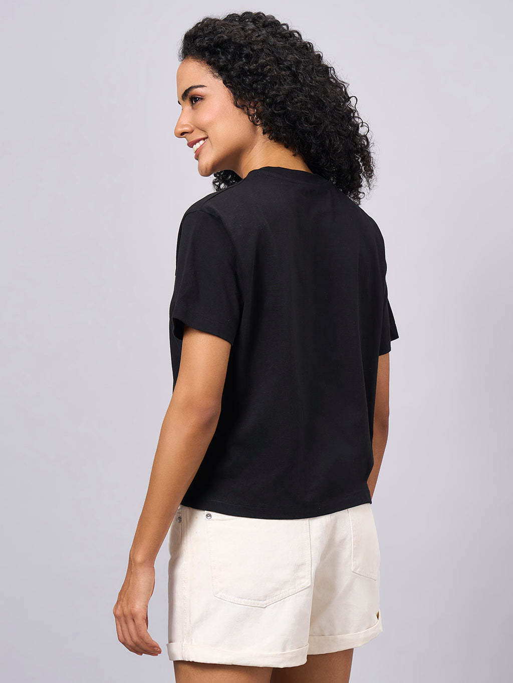 Women's Black 100% Organic Cotton Regular Fit Tshirt