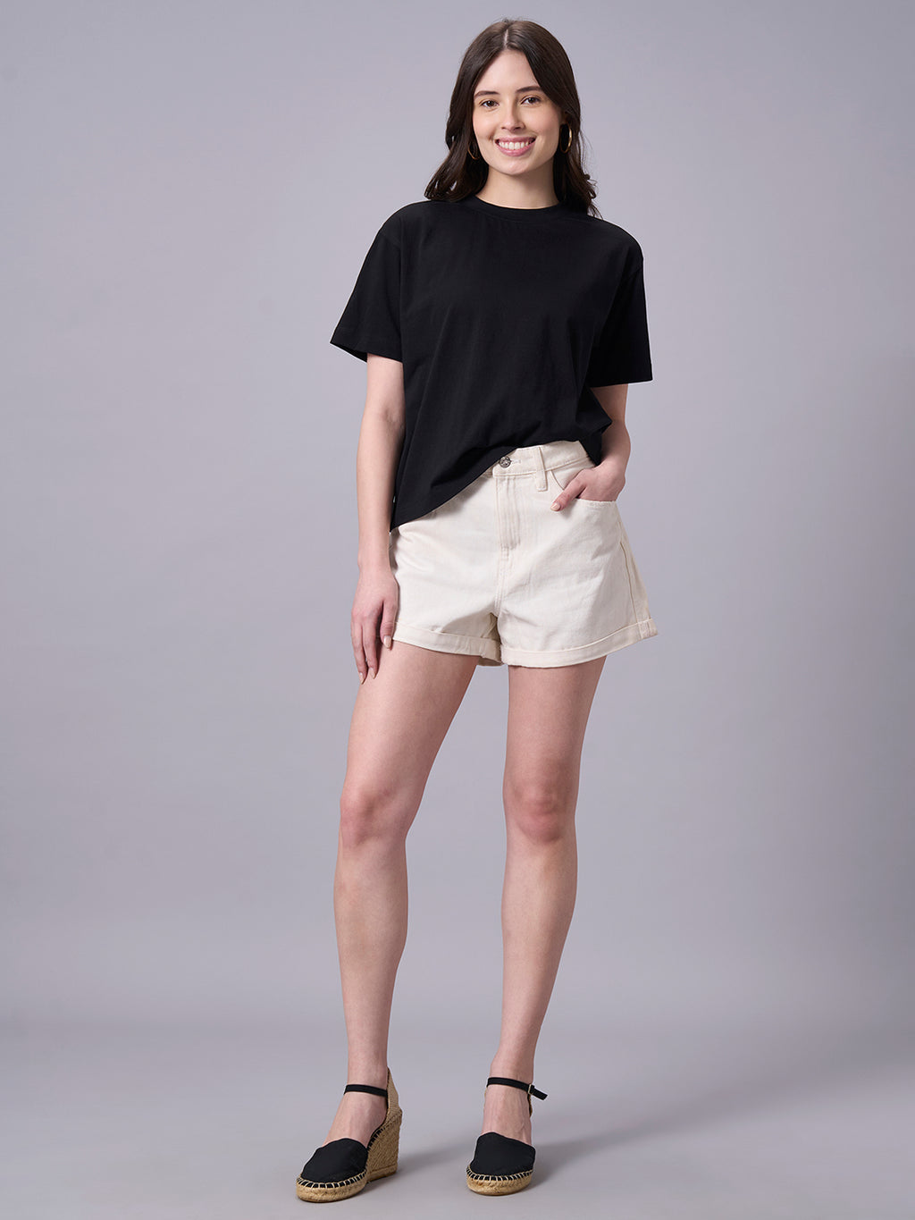 Women's Black 100% Organic Cotton Regular Fit Tshirt