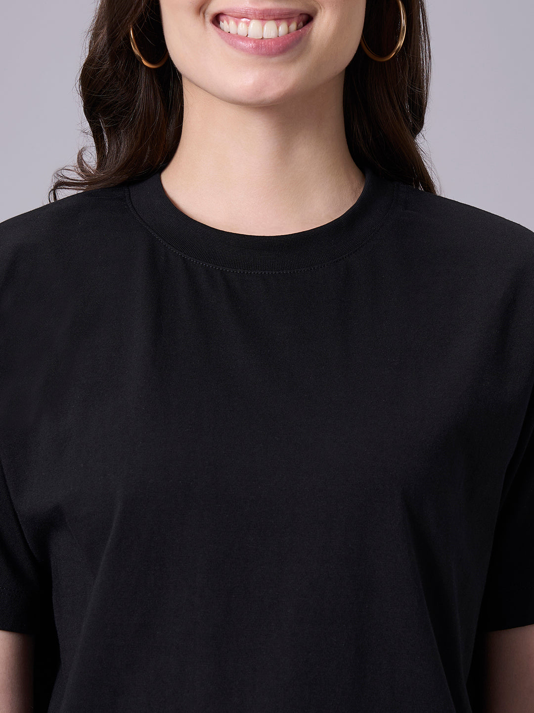Women's Black 100% Organic Cotton Regular Fit Tshirt