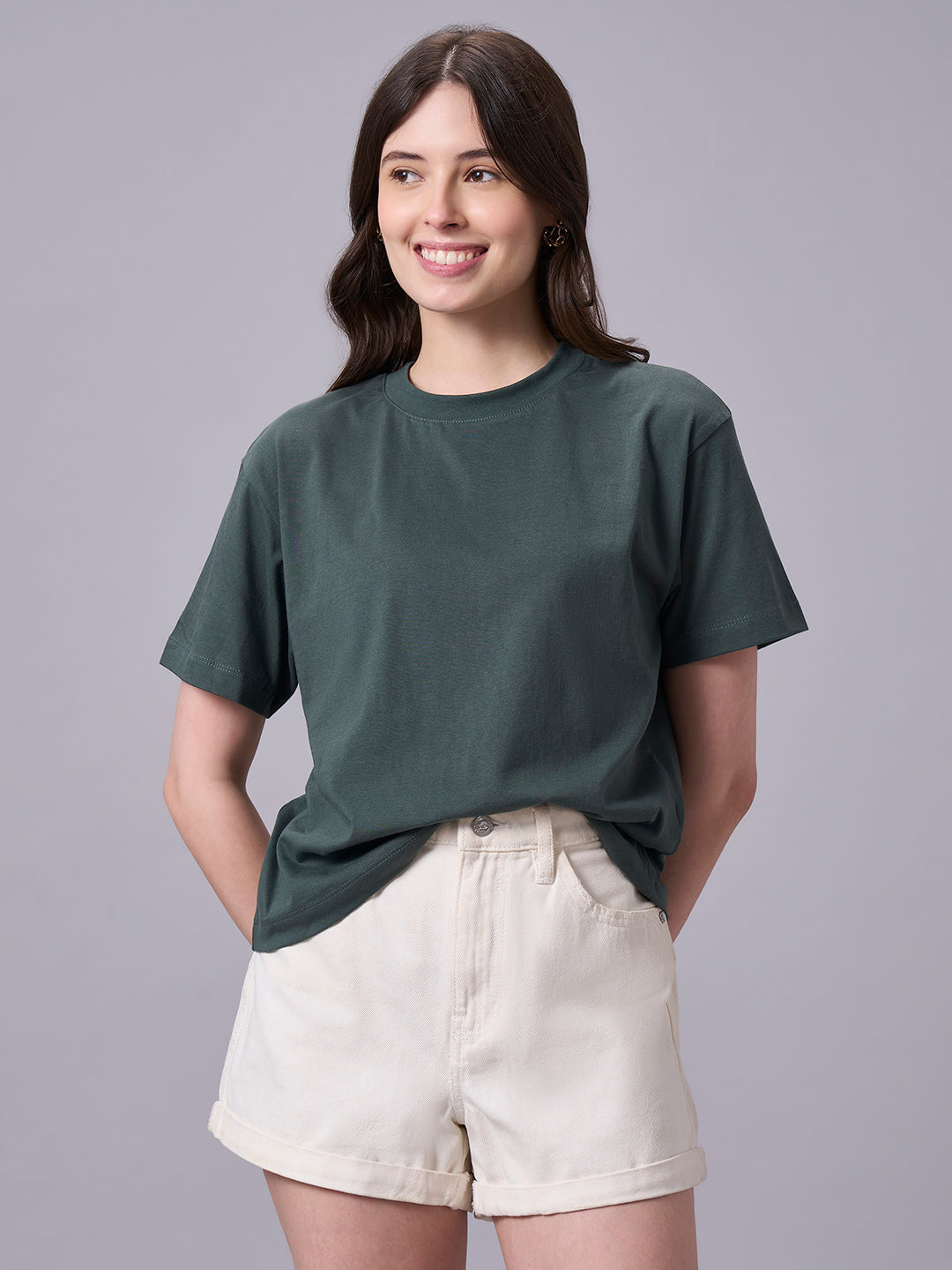 Women's Olive 100% Organic Cotton Regular Fit Tshirt