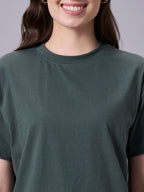 Women's Olive 100% Organic Cotton Regular Fit Tshirt