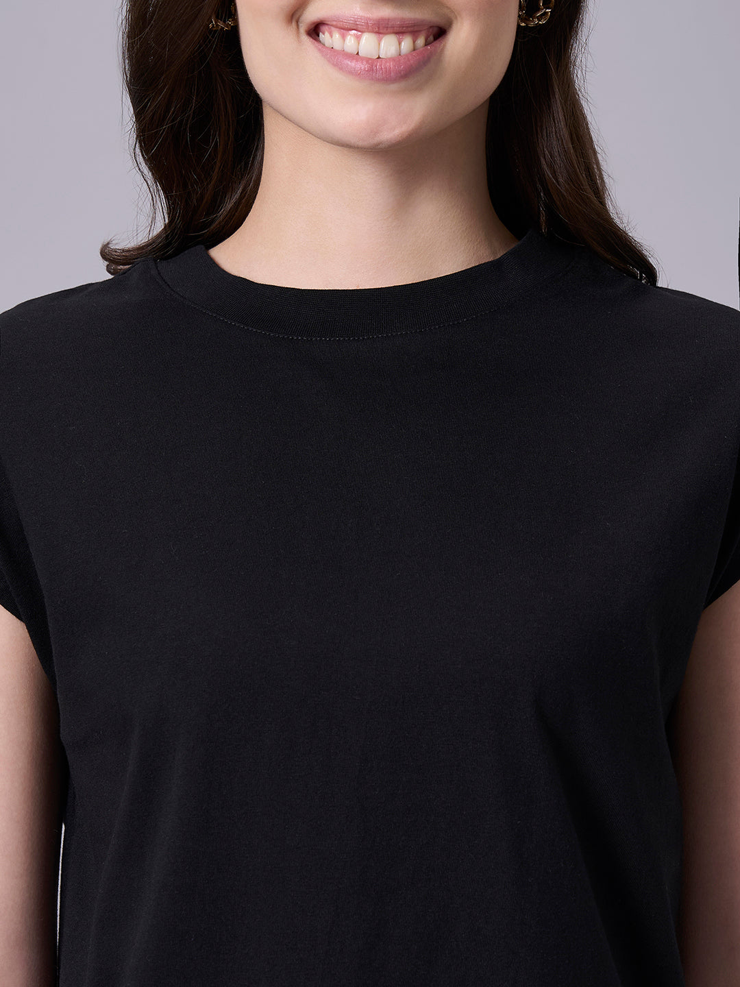 Women's Black 100% Organic Cotton Regular Fit Tshirt