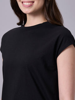 Women’s Organic Cotton Regular Fit Cap Sleeve T-Shirt Black