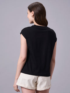 Women’s Organic Cotton Regular Fit Cap Sleeve T-Shirt Black