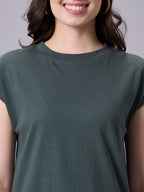 Women's Olive 100% Organic Cotton Regular Fit Tshirt