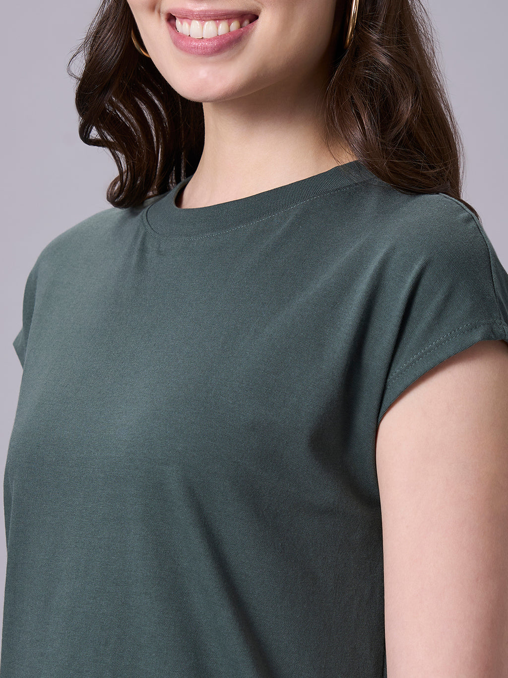 Women's Olive 100% Organic Cotton Regular Fit Tshirt