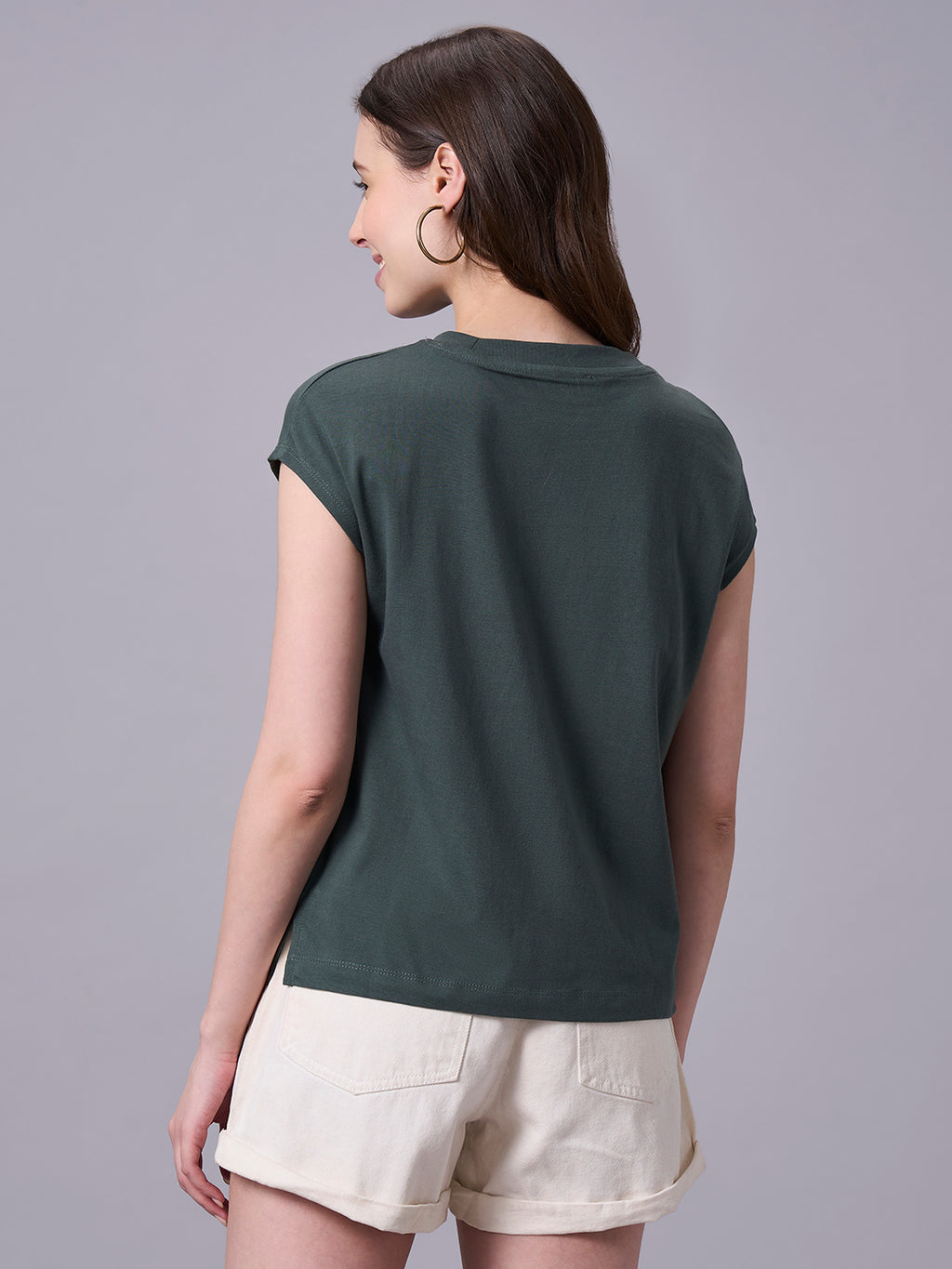 Women's Olive 100% Organic Cotton Regular Fit Tshirt