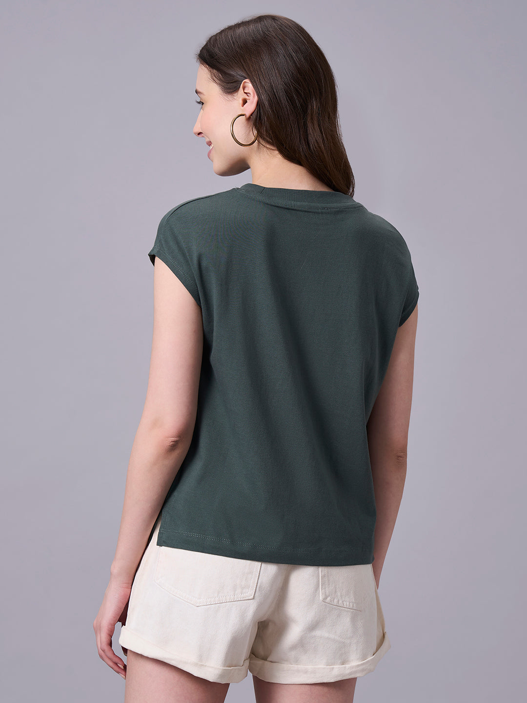 Women's Olive 100% Organic Cotton Regular Fit Tshirt