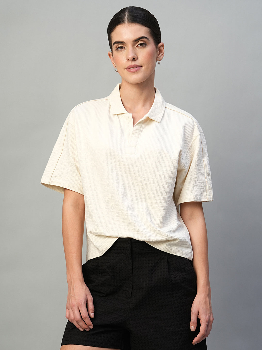 Women's Natural Cotton Elastane Regular Fit Tshirt