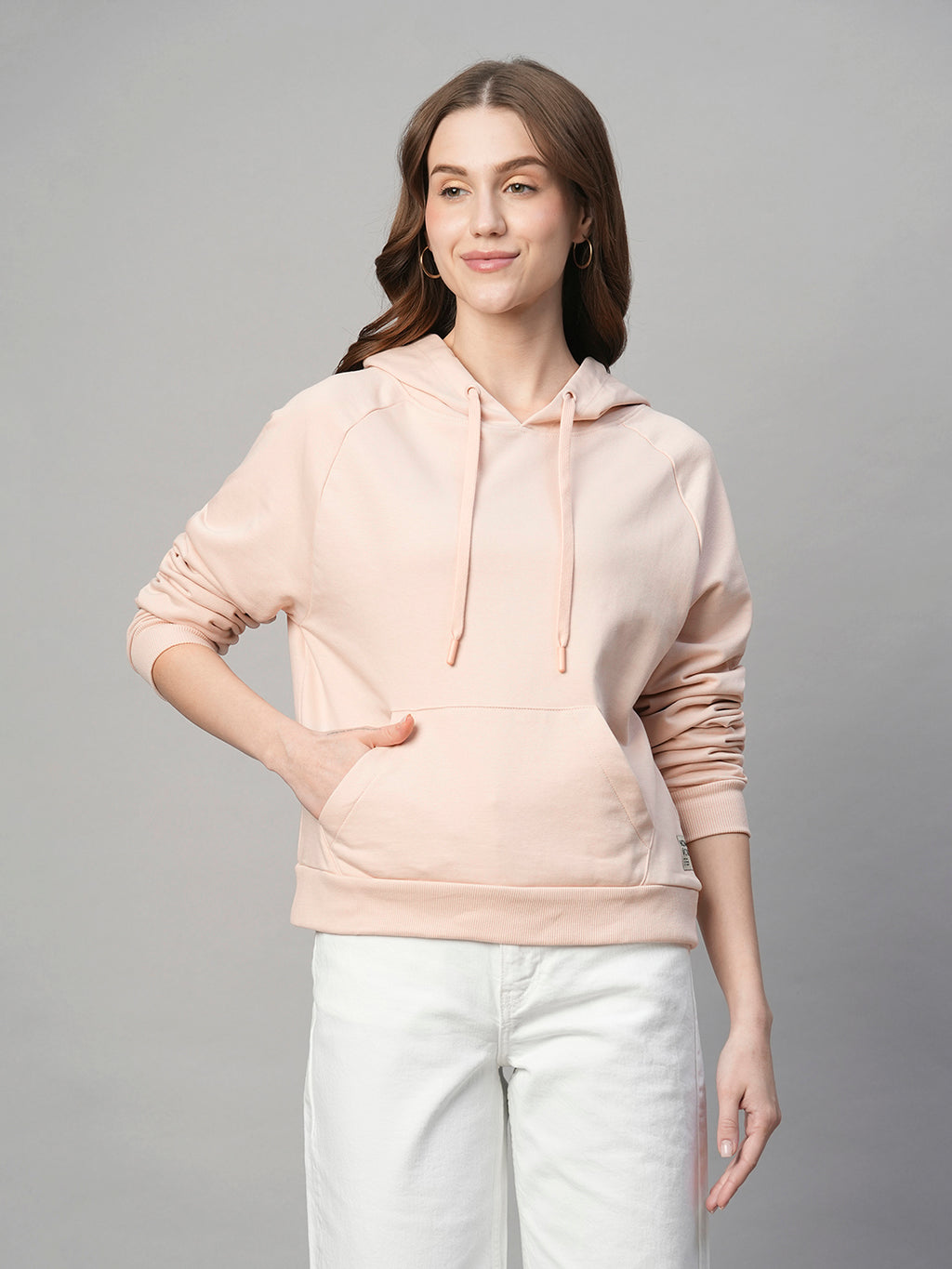 Women's Pink Organic Cotton Regular Fit Hoodie Sweatshirt
