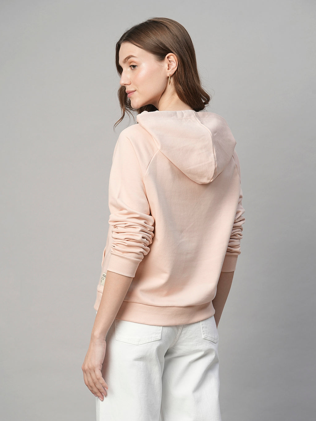 Women's Pink Organic Cotton Regular Fit Hoodie Sweatshirt