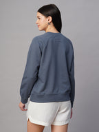 Women's Light Blue Organic Cotton Regular Fit Sweatshirt
