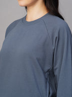 Women's Light Blue Organic Cotton Regular Fit Sweatshirt