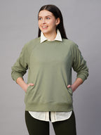 Women's Light Green Organic Cotton Regular Fit Sweatshirt