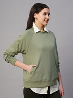 Women's Light Green Organic Cotton Regular Fit Sweatshirt