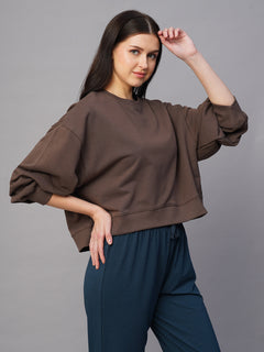 Women's Organic Cotton Regular Fit Sweatshirt Brown