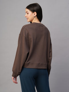 Women's Organic Cotton Regular Fit Sweatshirt Brown