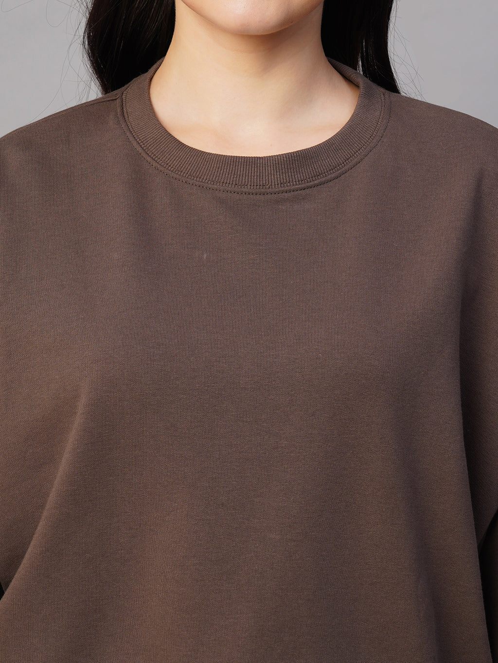 Women's Brown Organic Cotton Regular Fit Sweatshirt