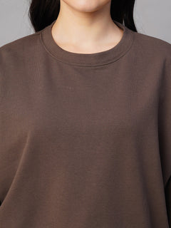 Women's Organic Cotton Regular Fit Sweatshirt Brown