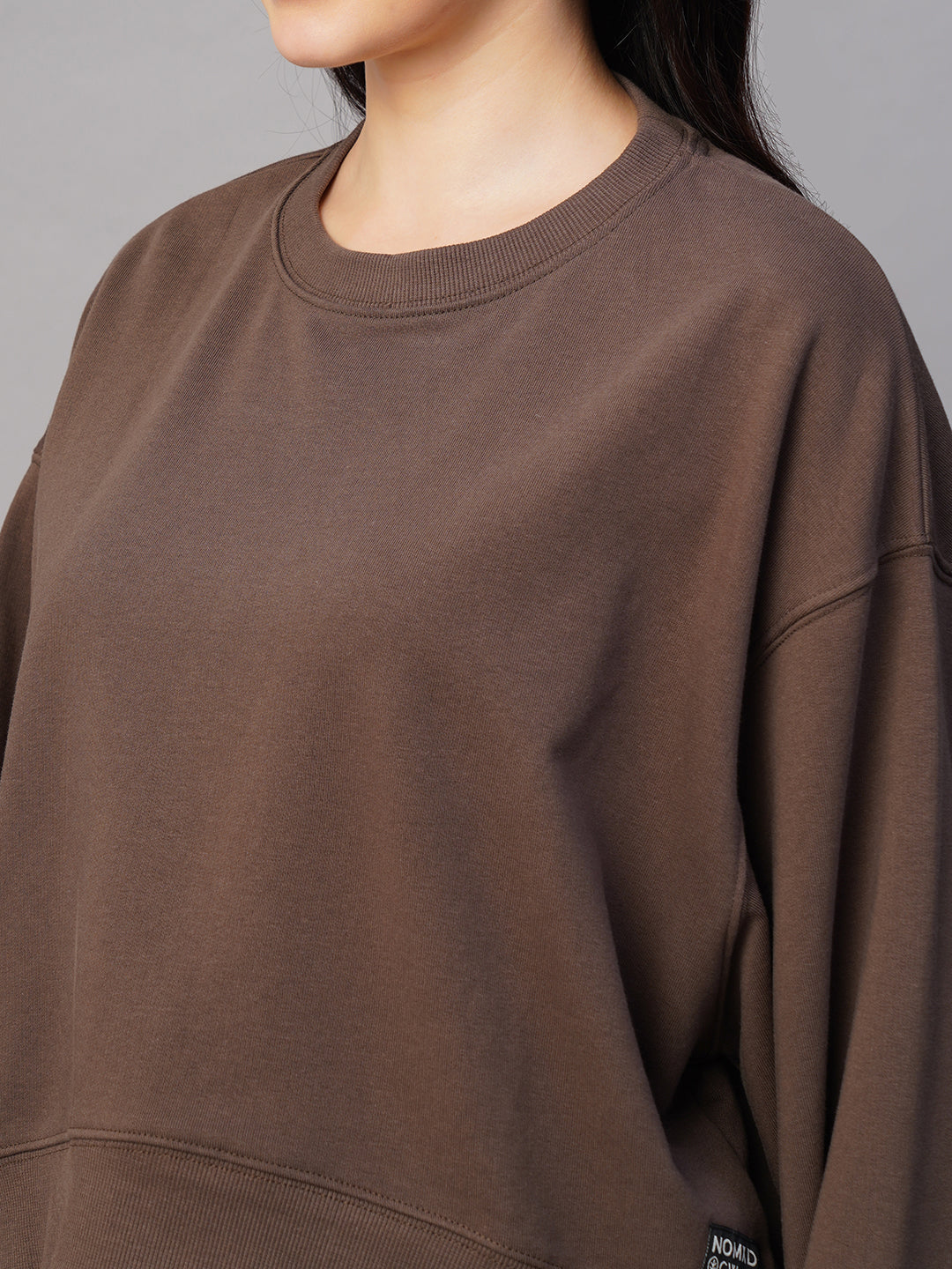 Women's Brown Organic Cotton Regular Fit Sweatshirt
