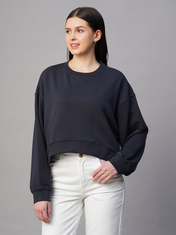Women’s Organic Cotton Regular Fit Sweatshirt T-Shirt Navy