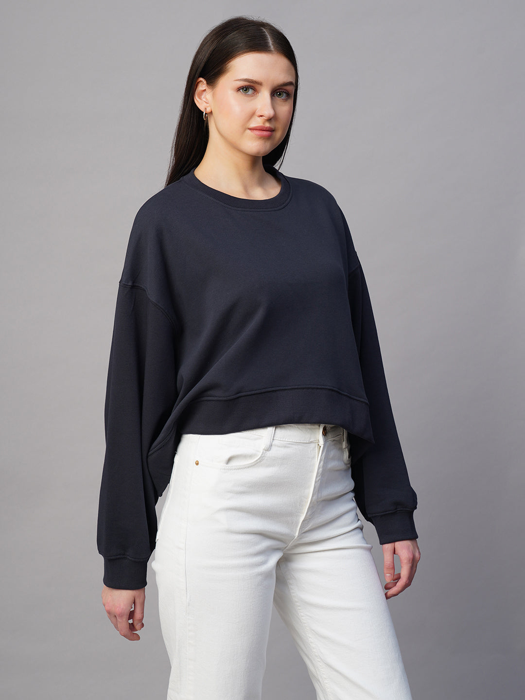 Women's Navy Organic Cotton Regular Fit Sweatshirt