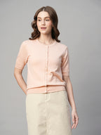 Women's Pink Cotton Viscose Regular Fit Tshirt