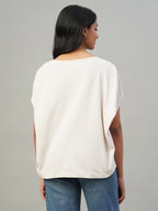 Women's Light Grey 100% Cotton Loose Fit Tshirt