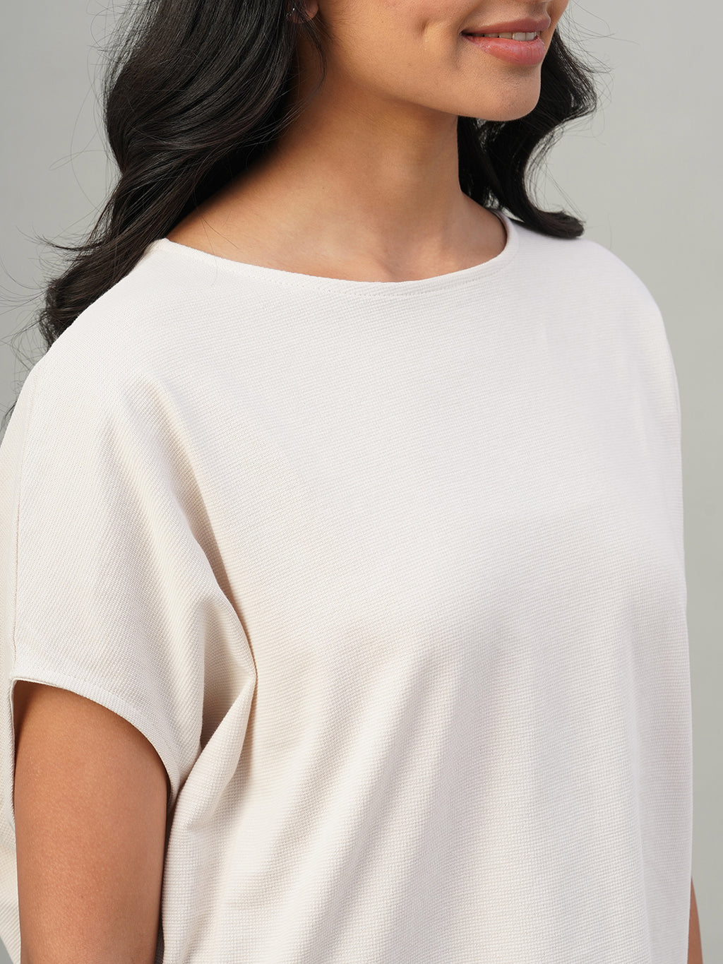 Women's Light Grey 100% Cotton Loose Fit Tshirt