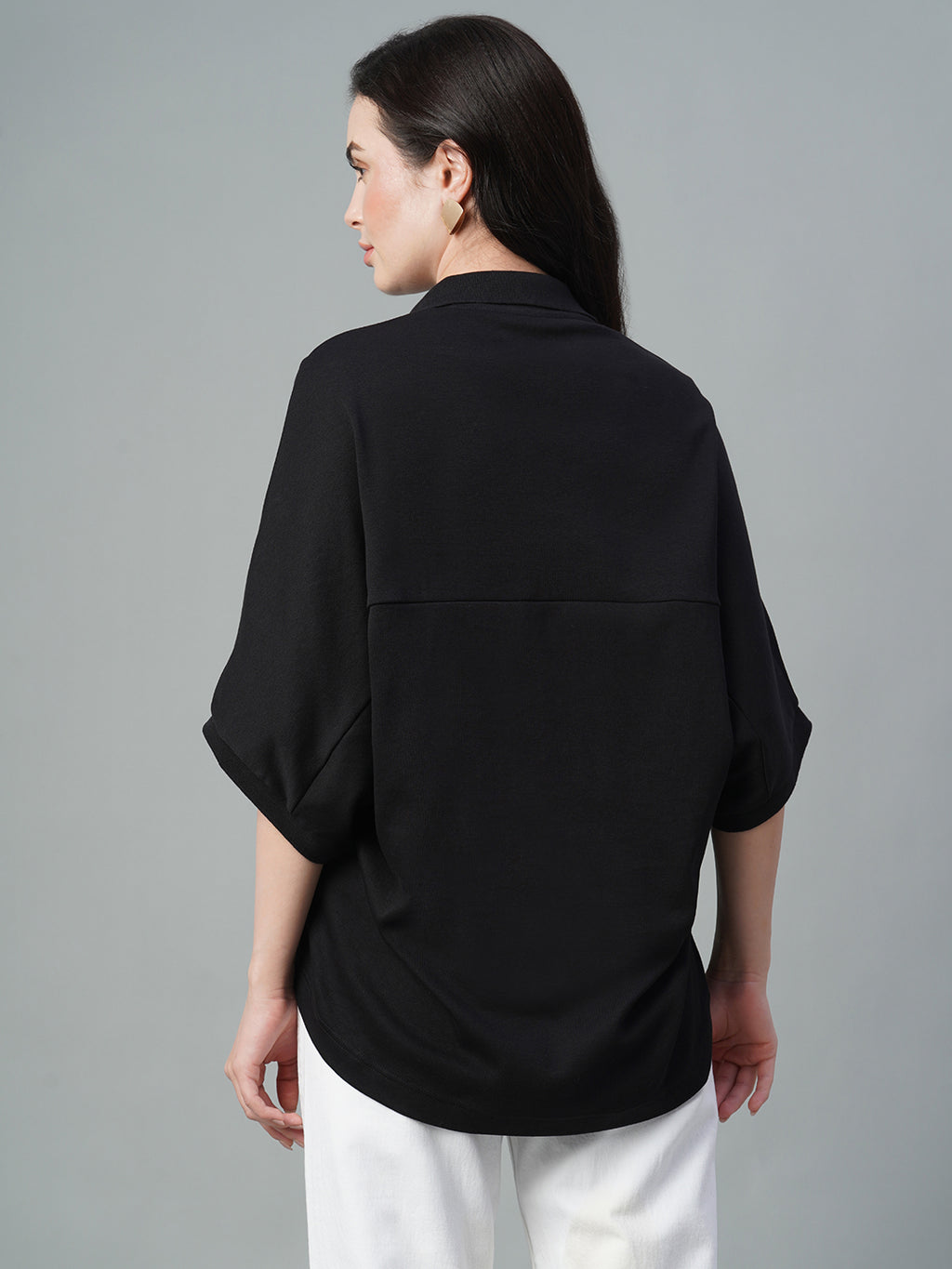 Women's Black 100% Cotton Regular Fit Tshirt