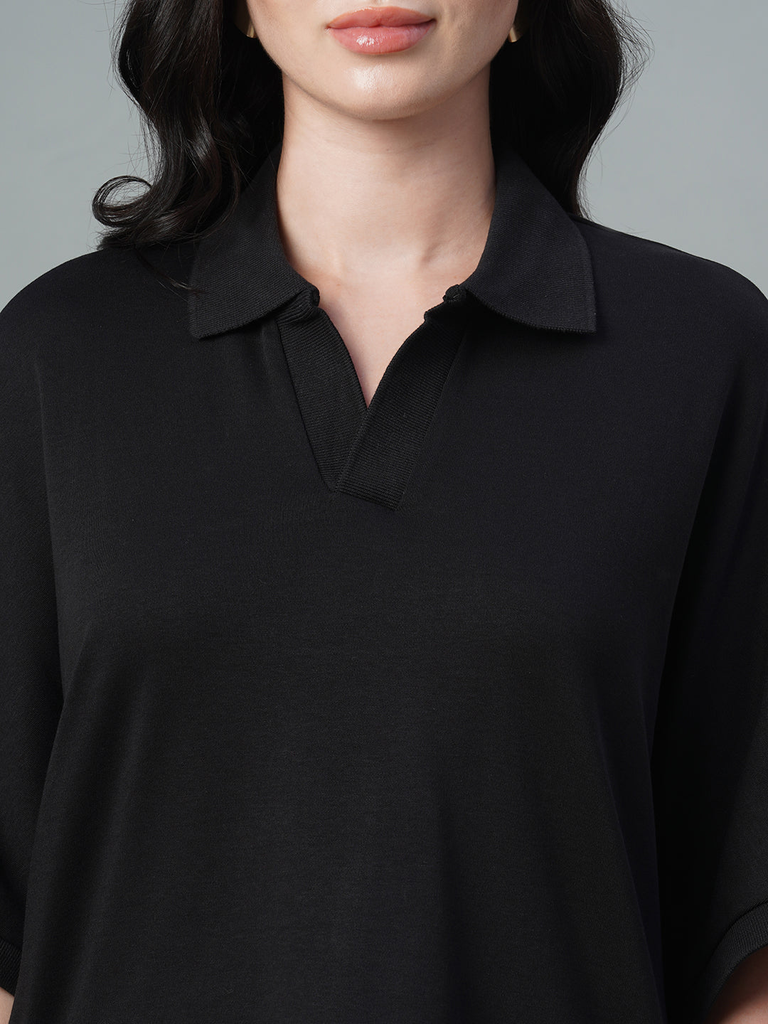 Women's Black 100% Cotton Regular Fit Tshirt
